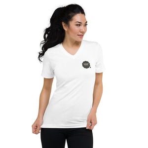 Unisex Short Sleeve V-Neck T-Shirt #SUPPORT ALOHA Series Cloud Black