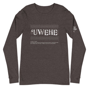 Unisex Long Sleeve Tee UWEHE Front & Shoulder printing Logo White