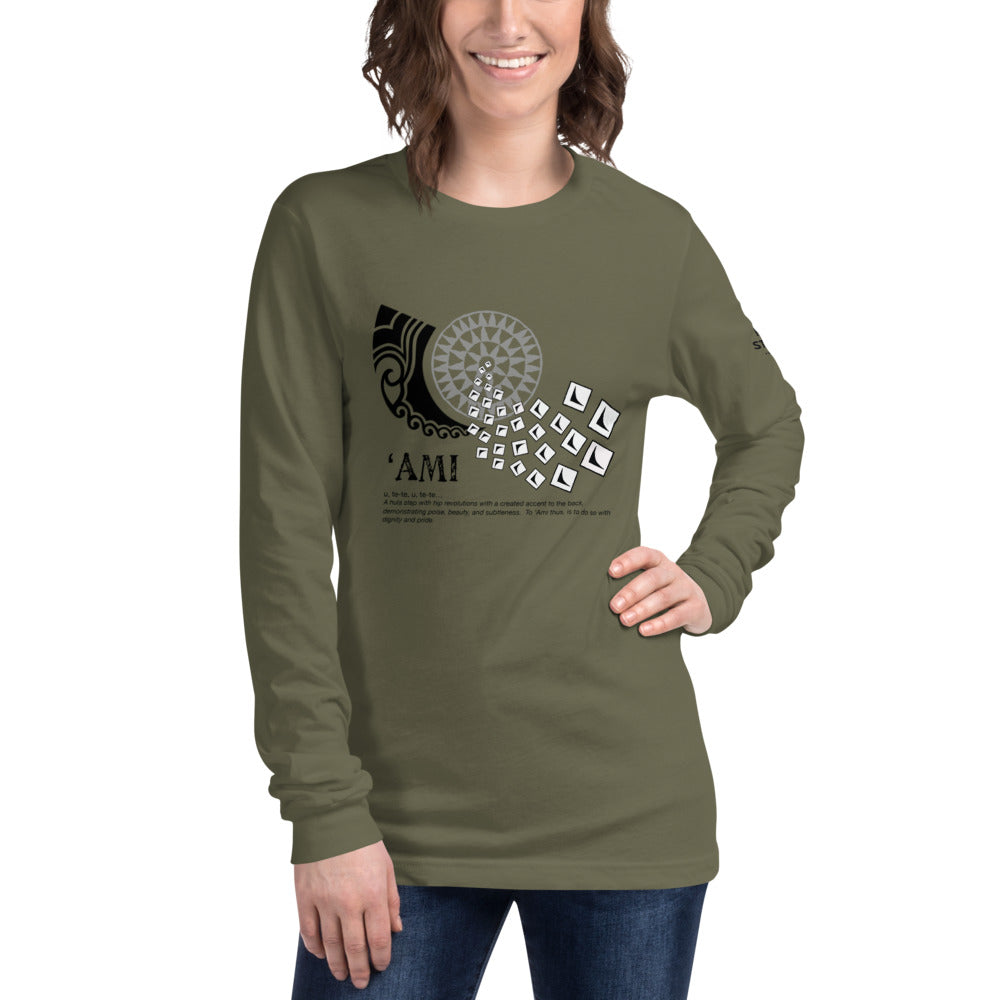 Unisex Long Sleeve Tee AMI Front Shoulder printing SUPPORT ALOHA