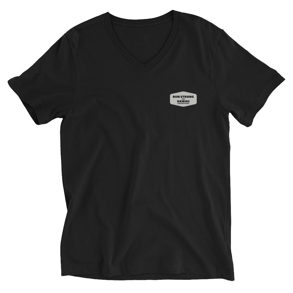 Unisex Short Sleeve V-Neck T-Shirt Maui Marathon Front & Back printing (Logo White)