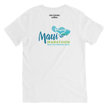 Load image into Gallery viewer, Unisex Short Sleeve V-Neck T-Shirt Maui Marathon Front &amp; Back printing (Logo Black)
