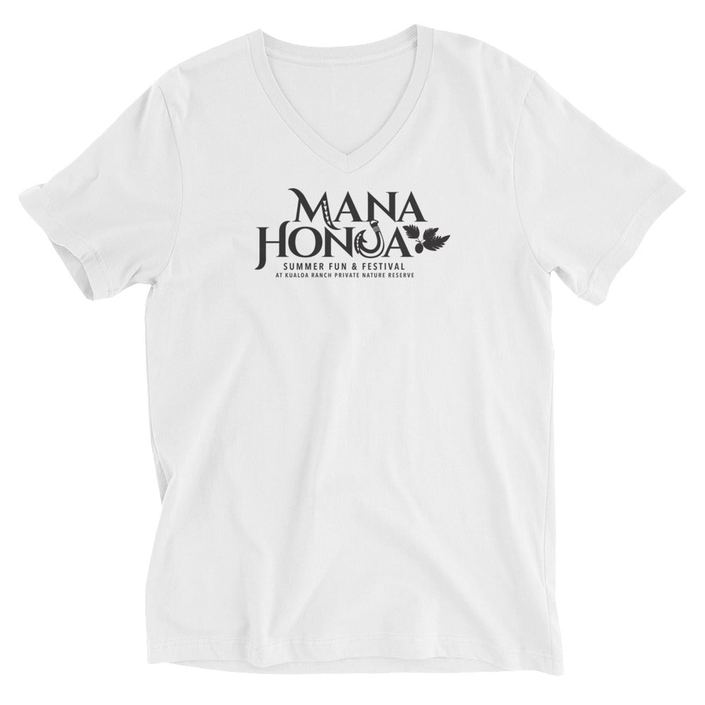 MANA HONUA Unisex Short Sleeve V-Neck T-Shirt Logo Black