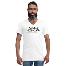Load image into Gallery viewer, MANA HONUA Unisex Short Sleeve V-Neck T-Shirt Logo Black
