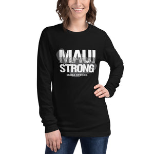 Unisex Long Sleeve Tee MauiStrong Logo White