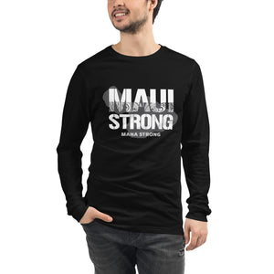 Unisex Long Sleeve Tee MauiStrong Logo White