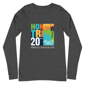 Unisex Long Sleeve Tee Honolulu Triathlon 2024 20th (text white)