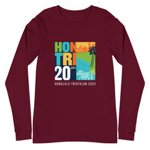 Load image into Gallery viewer, Unisex Long Sleeve Tee Honolulu Triathlon 2024 20th (text white)
