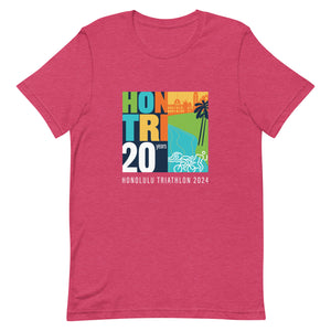 Short-Sleeve Unisex T-Shirt Honolulu Triathlon 2024 20th (text white)
