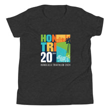 Load image into Gallery viewer, Youth Short Sleeve T-Shirt Honolulu Triathlon 2024 20th (text white)
