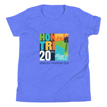 Load image into Gallery viewer, Youth Short Sleeve T-Shirt Honolulu Triathlon 2024 20th
