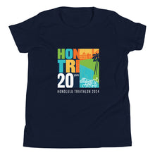 Load image into Gallery viewer, Youth Short Sleeve T-Shirt Honolulu Triathlon 2024 20th (text white)
