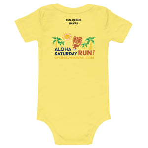 Baby Bodysuits Aloha Saturday Run Front & Back printing (Logo Black)