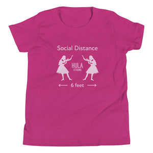Youth Short Sleeve T-Shirt HULA STRONG Girl #3 (Social distance) Logo light pink