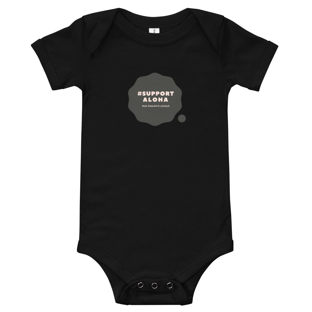 Baby Bodysuit #SUPPORT ALOHA Series Cloud Black