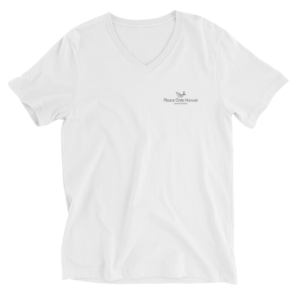 Unisex Short Sleeve V-Neck T-Shirt Peace Cafe Hawaii Logo Black