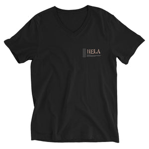 Unisex Short Sleeve V-Neck T-Shirt HELA Logo White