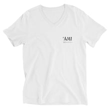 Load image into Gallery viewer, Unisex Short Sleeve V-Neck T-Shirt AMI Front &amp; Back Printing

