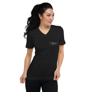 Unisex Short Sleeve V-Neck T-Shirt HELA Front & Back Printing Logo White