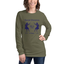 Load image into Gallery viewer, Unisex Long Sleeve Tee HULA STRONG Girl #3 (Social distance) Logo navy
