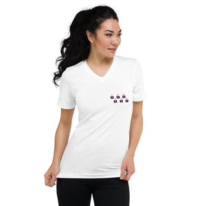 Unisex Short Sleeve V-Neck T-Shirt UWEHE Front & Back Printing