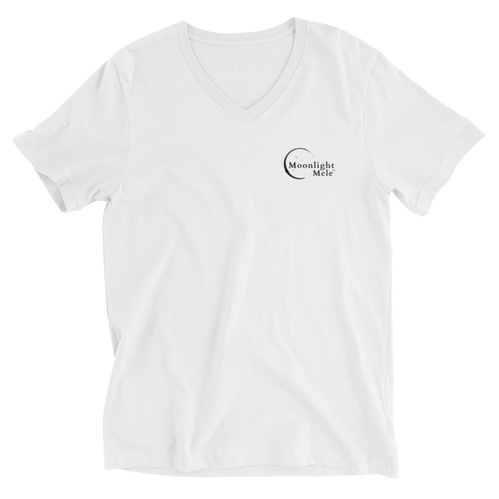 Unisex Short Sleeve V-Neck T-Shirt Moonlight Mele Logo Black