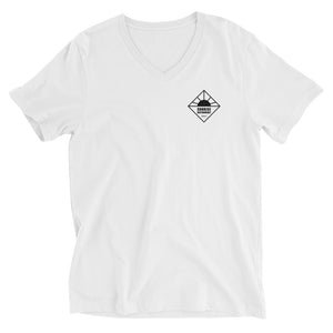 Unisex Short Sleeve V-Neck T-Shirt SUNRISE Restaurant Hawaii Logo Black