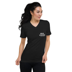Unisex Short Sleeve V-Neck T-Shirt HULA STRONG Logo White