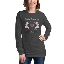 Load image into Gallery viewer, Unisex Long Sleeve Tee HULA STRONG Girl #3 (Social distance) logo light pink
