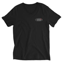 Load image into Gallery viewer, Unisex Short Sleeve V-Neck T-Shirt Hawaii Triathlon Center Logo White

