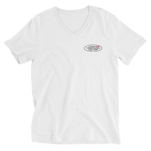 Load image into Gallery viewer, Unisex Short Sleeve V-Neck T-Shirt Hawaii Triathlon Center Logo Black
