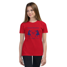 Load image into Gallery viewer, Youth Short Sleeve T-Shirt HULA STRONG Girl #3 (Social distance) Logo navy
