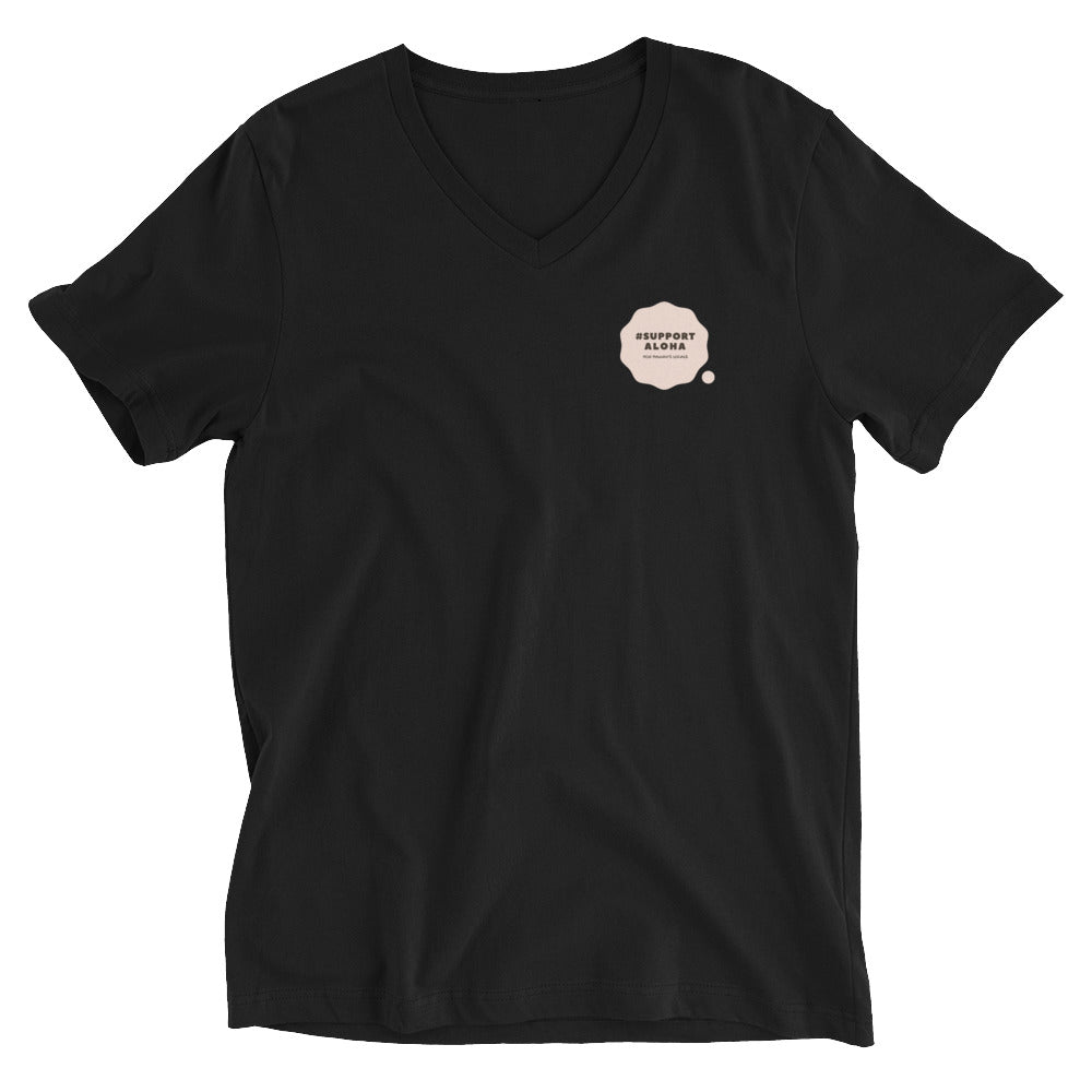 Unisex Short Sleeve V-Neck T-Shirt #SUPPORT ALOHA Series Cloud Pink