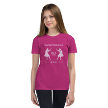 Load image into Gallery viewer, Youth Short Sleeve T-Shirt HULA STRONG Girl #3 (Social distance) Logo light pink
