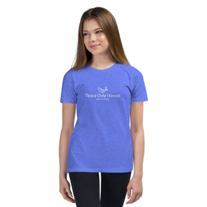 Youth Short Sleeve T-Shirt Peace Cafe Hawaii Logo White