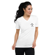 Load image into Gallery viewer, Unisex Short Sleeve V-Neck T-Shirt Nami Hana Logo Black
