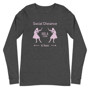 Unisex Long Sleeve Tee HULA STRONG Girl #3 (Social distance) logo light pink
