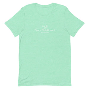 Short-Sleeve Unisex T-Shirt Peace Cafe Hawaii Logo White