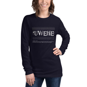 Unisex Long Sleeve Tee UWEHE Front & Shoulder printing Logo White