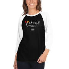 Load image into Gallery viewer, 3/4 sleeve raglan shirt KAWELU Kahili Logo White
