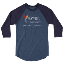 Load image into Gallery viewer, 3/4 sleeve raglan shirt &quot;Kawelu Khili&quot; for Hālau Hula ʻO Nāleihiwa
