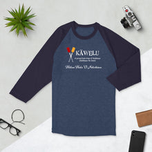 Load image into Gallery viewer, 3/4 sleeve raglan shirt &quot;Kawelu Khili&quot; for Hālau Hula ʻO Nāleihiwa
