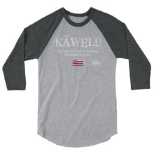 Load image into Gallery viewer, 3/4 sleeve raglan shirt KAWELU Flag Logo White
