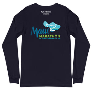Unisex Long Sleeve Tee Maui Marathon Front & Back printing (Logo White)