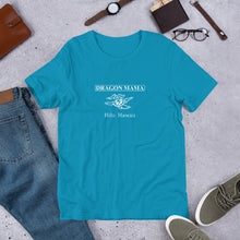 Load image into Gallery viewer, Short-Sleeve Unisex T-Shirt Dragon Mama Futon Shop (Logo White)

