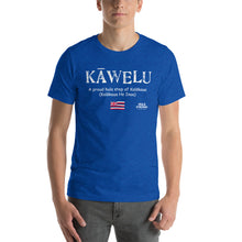 Load image into Gallery viewer, Short-Sleeve Unisex T-Shirt KAWELU Flag Logo White
