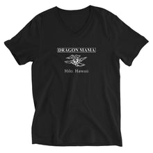 Load image into Gallery viewer, Unisex Short Sleeve V-Neck T-Shirt Dragon Mama Futon Shop (Logo White)

