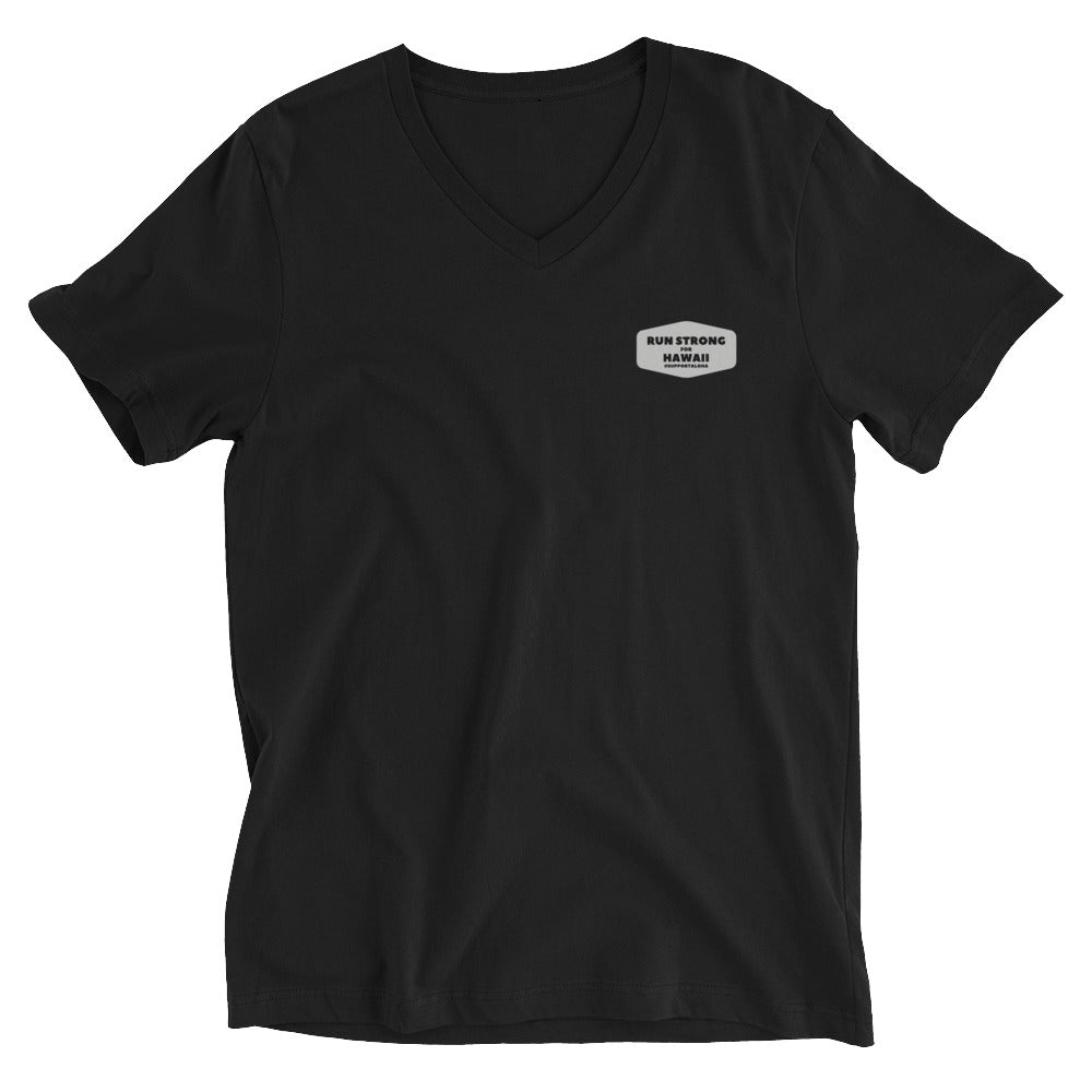 Unisex Short Sleeve V-Neck T-Shirt Aloha Saturday Run Front & Back printing (Logo White)