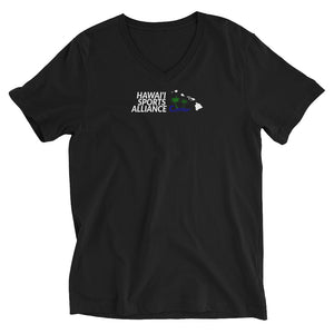 Hawaii Sports Alliance Unisex Short Sleeve V-Neck T-Shirt (White Logo)