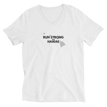 Load image into Gallery viewer, Unisex Short Sleeve V-Neck T-Shirt RUN STRONG FOR HAWAII (Logo Black)
