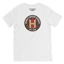 Load image into Gallery viewer, Unisex Short Sleeve V-Neck T-Shirt Hawaii Soccer Academy Front &amp; Back printing (Logo Black)
